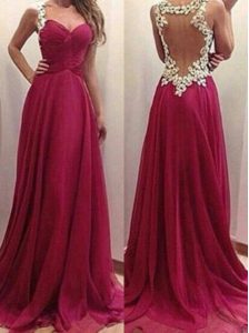 Burgundy Sleeveless Chiffon Zipper Prom Party Dress for Prom and Party