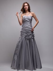 Trendy Sweetheart Mermaid Floor-leng Prom Dresses in Grey with Ruches