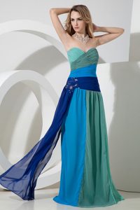 Multicolor Empire Long Sweetheart Chiffon Prom Dress with Beading