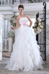 Brand New Strapless Garden Wedding Dress with Beadings and Ruffles