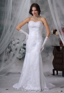 Classical Sweetheart White Mermaid Lace Wedding Dress for Cheap
