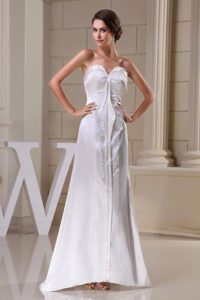 Sweetheart Outdoor Wedding Dress with Asymmetrical Hemline in Taffeta