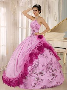 Unique Quinceanera Formal Dress with Appliques and Hand Made Flowers