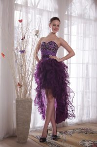 Maxi Purple Column Sweetheart High-low Organza Prom Celebrity Dresses