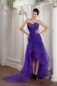 Customize Mermaid Beaded Prom Party Dress with Sweetheart Neck in Purple