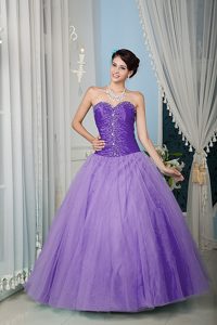 Dashing Purple Sweetheart Quinceaneras Dress in Tulle with Beading