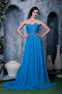 2013Fashionable Ruched and Beaded Zipper-up Prom Court Dress in Sky Blue