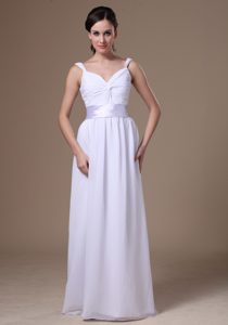 Beautiful Empire Straps Wedding Gown Dress with Sash and Ruching for Cheap