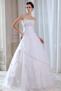 2013 Brand New Strapless Tulle Dress for Wedding with Applique for Cheap