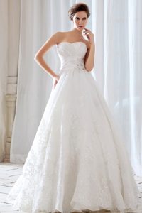 Low Price Sweetheart Lace Beaded and Ruched Wedding Dresses on Promotion