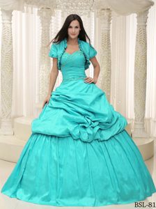 Taffeta Sweetheart Lace Up Stunning Quinceaneras Dress with Appliques