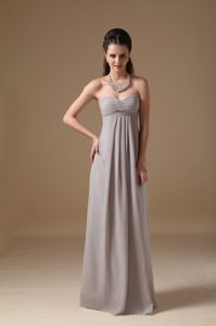 Attractive Grey Empire Sweetheart Prom Maxi Dress in Chiffon with Ruching