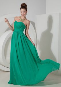 Best Seller Strapless Green Ruched Chiffon Empire Bridesmaid Dress