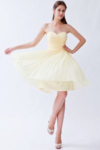 New Light Yellow Empire Sweetheart Bridesmaid Dress in Chiffon with Pleats