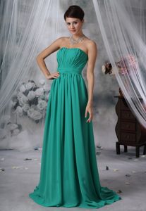 Strapless Ruched Chiffon 2012 Impressive Prom Cocktail Dress in Turquoise