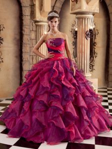 Classic Multi-color Quinceaneras Dresses with Ruffles in Organza