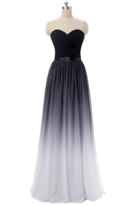 Fashion Empire Evening Dress Black Sweetheart Chiffon Sleeveless Floor Length Lace Up