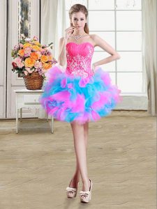 Multi-color Prom and Party and For with Beading and Ruffles Sweetheart Sleeveless Zipper