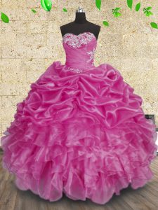 Fuchsia 15 Quinceanera Dress Military Ball and Sweet 16 and Quinceanera and For with Beading and Appliques and Ruffles a