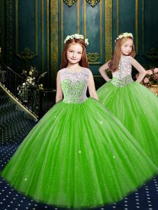 Custom Design Scoop Clasp Handle Glitz Pageant Dress Appliques Sleeveless Floor Length