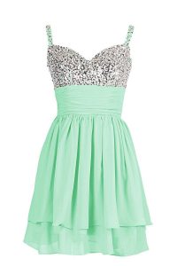 Mini Length Column/Sheath Sleeveless Apple Green Prom Evening Gown Zipper
