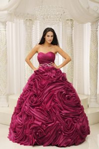 Ball Gown Sweetheart Fuchsia Taffeta Quinces Dress for Wholesale Price