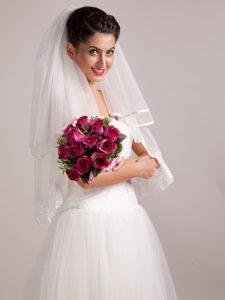 Elegant Rose Red Hand-tied Wedding Bridal Bouquet