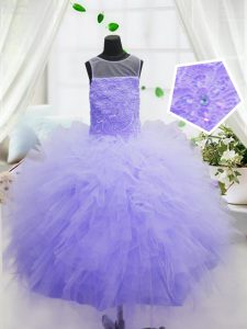 Scoop Floor Length Ball Gowns Sleeveless Purple Winning Pageant Gowns Zipper