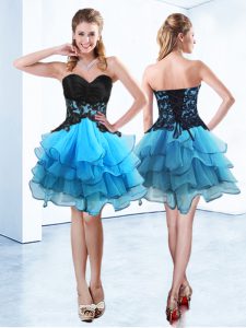 Sleeveless Lace Up Mini Length Ruffled Layers Dress for Prom